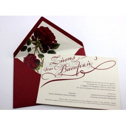 Προσκλητήριο Γάμου με τριαντάφυλλο στο φάκελο