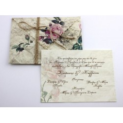 Προσκλητήριο Γάμου Vintage με εκτύπωση στο φάκελο