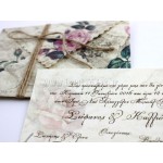 Προσκλητήριο Γάμου Vintage με εκτύπωση στο φάκελο