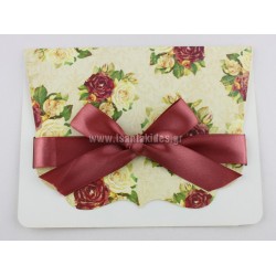 Προσκλητήριο Γάμου Vintage Λουλούδια δίπτυχο, 7613