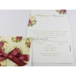 Προσκλητήριο Γάμου Vintage Λουλούδια δίπτυχο, 7613