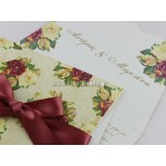 Προσκλητήριο Γάμου Vintage Λουλούδια δίπτυχο, 7613