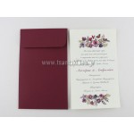 Προσκλητήριο Γάμου με Μπορντό Φάκελο και Λουλούδια