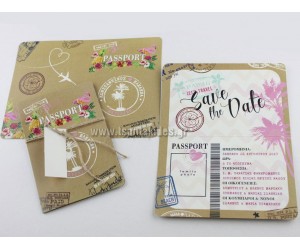 Προσκλητήριο Γαμου βάπτισης δίπτυχο Passport, Ταξίδι για 3