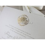Προσκλητήριο Γάμου με χρυσοτυπία τριαντάφυλλο, 7633