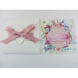 Προσκλητήριο Γάμου με Στεφάνι Λουλουδιών