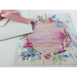 Προσκλητήριο Γάμου με Στεφάνι Λουλουδιών