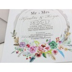 Προσκλητήριο Γάμου Κορμός Δέντρου με Στεφάνι Λουλουδιών