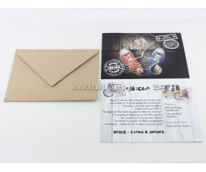 Προσκλητήριο γάμου και βάπτισης διπλής όψης post card, με φάκελο