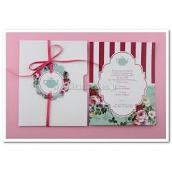 Προσκλητήριο Βάπτισης Vintage Τσαγιέρα