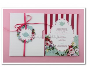 Προσκλητήριο Βάπτισης Vintage Τσαγιέρα