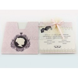 Προσκλητήριο Βάπτισης ρομαντικό με Πριγκίπισσα και Κορώνα