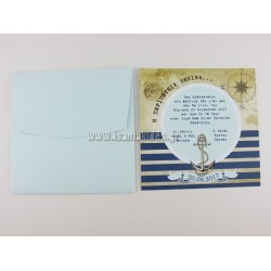 Προσκλητήριο βάπτισης με ναυτικό θέμα "Η περιπέτεια ξεκινά"