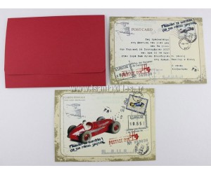 Προσκλητήριο βάπτισης Post Card Αγωνιστικό Αυτοκίνητο, 1638