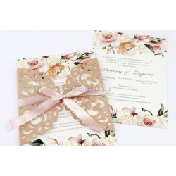 Προσκλητήρια Γάμου Floral - Laser Cut