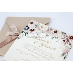 Dusty floral Προσκλητήριο γάμου