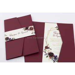 Vintage burgundy προσκλητήριο γάμου