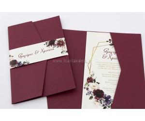 Vintage burgundy προσκλητήριο γάμου