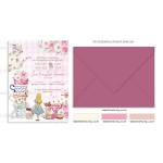 Προσκλητήριο βάπτισης για κορίτσι με θέμα Alice Teapot & Candies