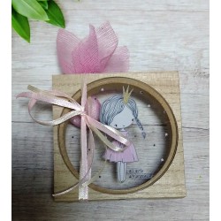 Μπομπονιέρα βάπτισης ξύλινο καδράκι πριγκίπισσα