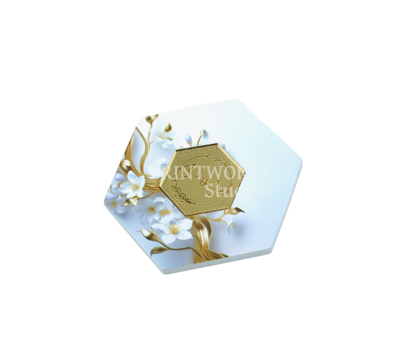 Γύψινο σουβέρ ΠΟΛΥΓΩΝΟ με εκτυπωση plexiglass 10cm