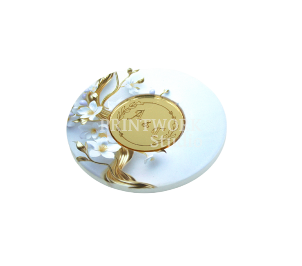 Γύψινο σουβέρ ΣΤΡΟΓΓΥΛΟ με εκτυπωση και plexiglass 10cm