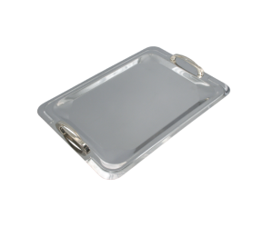 Δίσκος inox με ασημί χερούλια 40Χ28,5cm