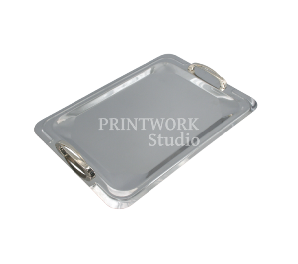 Δίσκος inox με ασημί χερούλια 40Χ28,5cm