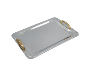 Δίσκος inox με χρυσά χερούλια 40Χ28,5cm