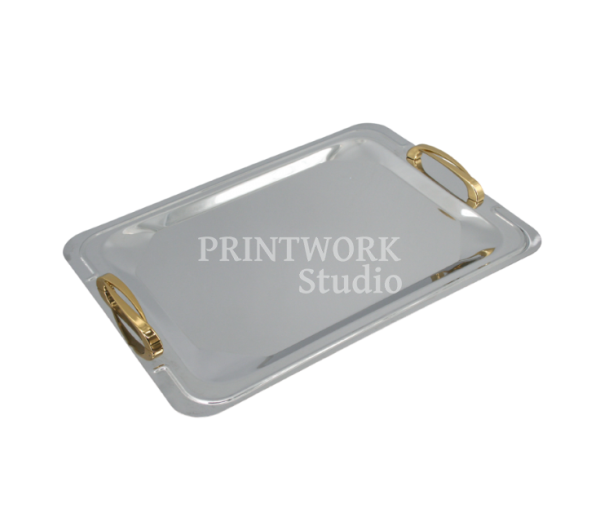 Δίσκος inox με χρυσά χερούλια 40Χ28,5cm