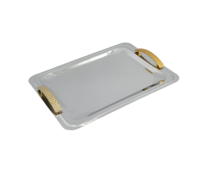 Δίσκος inox με χρυσά χερούλια 40Χ28,5cm